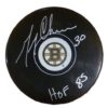 Gerry Cheevers Autographed/Signed Boston Bruins Logo Hockey Puck 10860