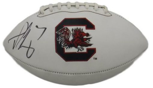 Jadeveon Clowney Signed South Carolina Gamecocks White Logo Football JSA 10880