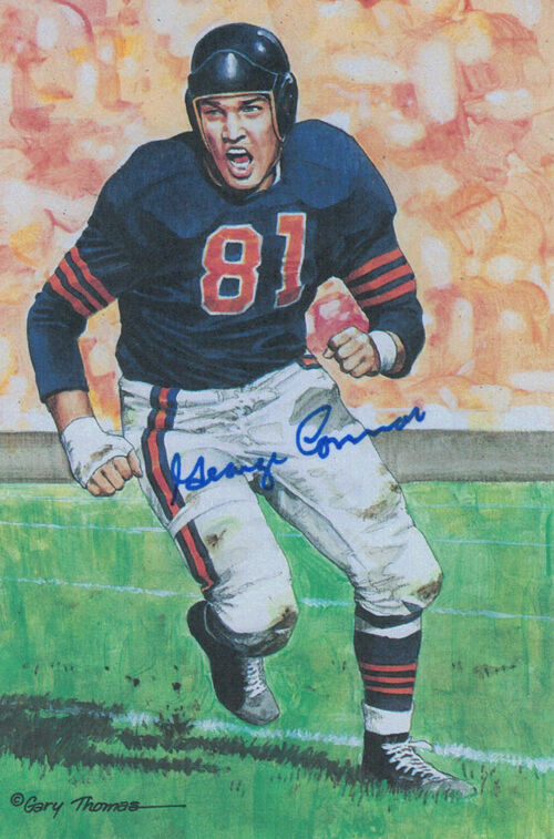 George Connor Autographed/Signed Chicago Bears Goal Line Art Card Blue 10893