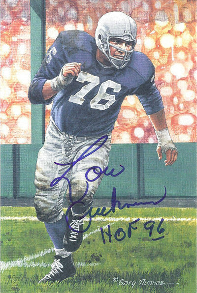 Lou Creekmur Autographed Detroit Lions Goal Line Art Blue HOF 10922