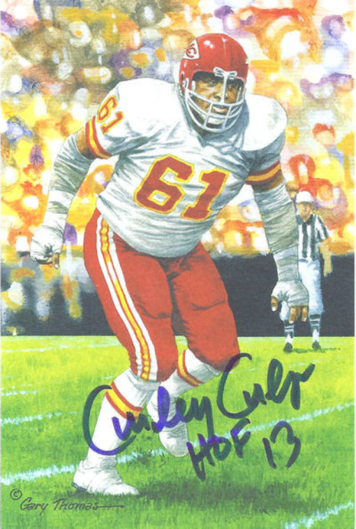 Curley Culp Autographed Kansas City Chiefs Goal Line Art Card HOF 13 Blue 10936