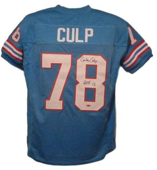 Curley Culp Autographed/Signed Houston Oilers Blue XL Jersey HOF Tristar 10937