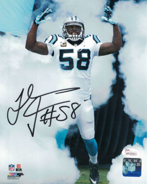 Thomas Davis Autographed/Signed Carolina Panthers 8x10 Photo JSA 10989