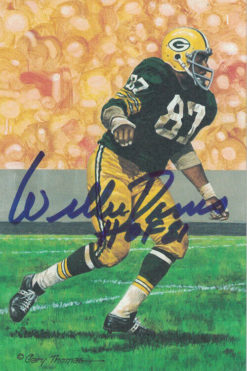 Willie Davis Autographed Green Bay Packers Goal Line Art Card Blue HOF JSA 10993