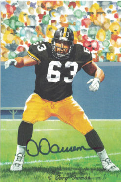Dermontti Dawson Autographed Pittsburgh Steelers Goal Line Art Card Blue 11000