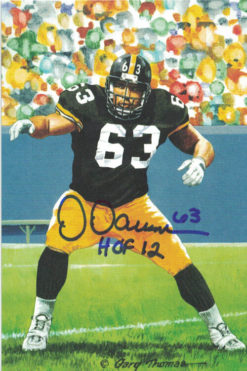 Dermontti Dawson Signed Pittsburgh Steelers Goal Line Art Card Blue HOF 11001