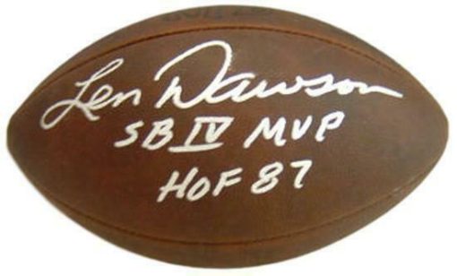 Len Dawson Signed Kansas City Chiefs Official Rozelle Football 2 Insc 11009