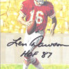 Len Dawson Autographed Kansas City Chiefs Goal Line Art Card HOF Black 11010