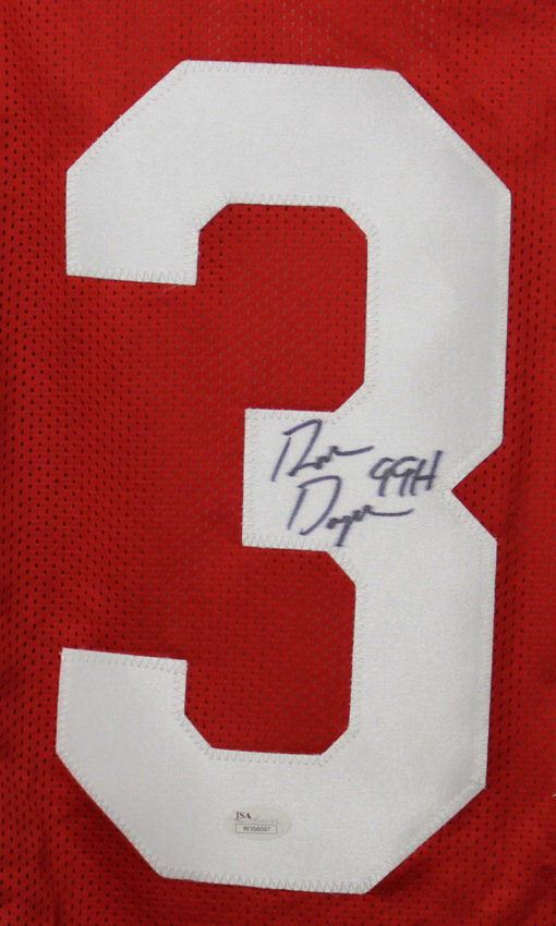 Ron Dayne Autographed/Signed Wisconsin Badgers Red XL Jersey 99HT JSA 11018