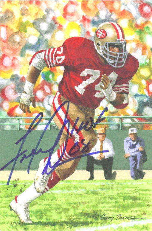 Fred Dean Autographed San Francisco 49ers Goal Line Art Card HOF 08 Blue 11024