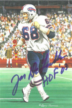 Joe Delamielleure Autographed Buffalo Bills Goal Line in Blue HOF 03 11034