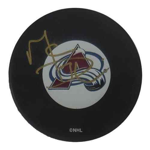 Marc Denis Autographed/Signed Colorado Avalanche Logo Hockey Puck 11037