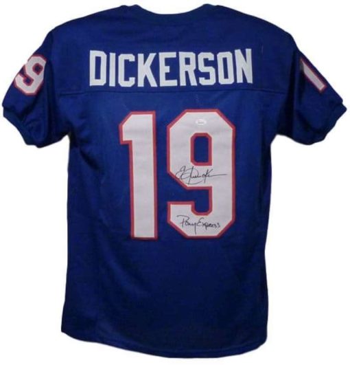 Eric Dickerson Autographed SMU Mustangs Blue XL Jersey Pony Express JSA 11058