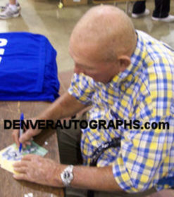 Art Donovan Autographed/Signed Baltimore Colts Goal Line Art HOF 68 Blue 11098
