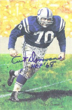 Art Donovan Autographed/Signed Baltimore Colts Goal Line Art HOF 68 Blue 11098