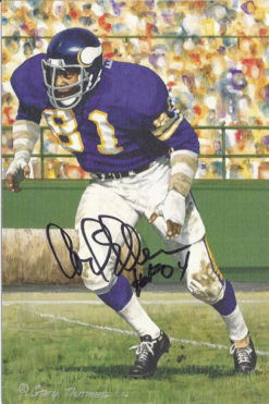 Carl Eller Autographed Minnesota Vikings Goal Line Art Card Black HOF 11140