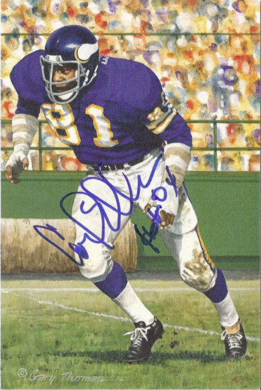 Carl Eller Autographed Minnesota Vikings Goal Line Art Card HOF 04 Blue 11141