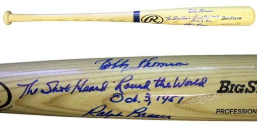 Bobby Thomson & Ralph Branca Signed Baseball Bat JSA Shot Around The World 11155