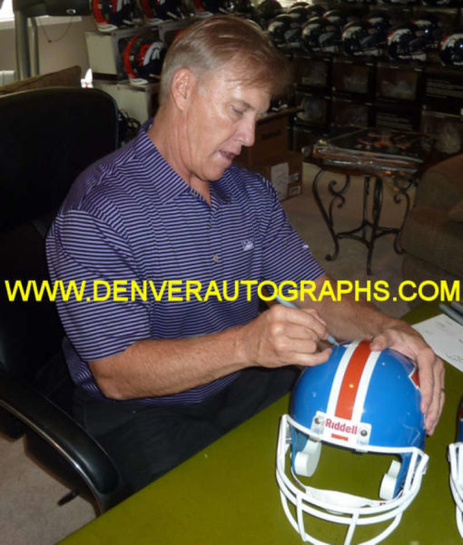 John Elway Autographed/Signed Denver Broncos D Logo Replica Helmet JSA 11182