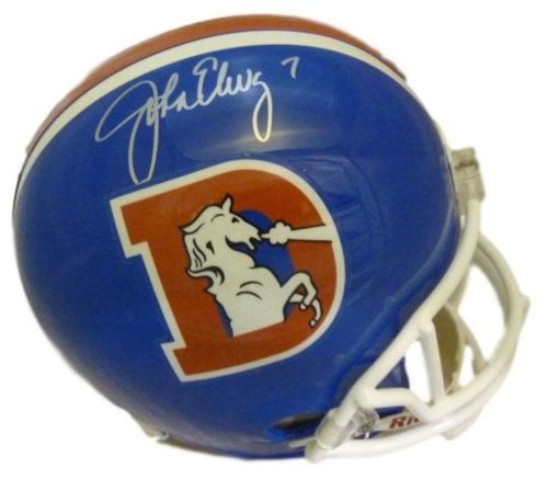 John Elway Autographed/Signed Denver Broncos D Logo Replica Helmet JSA 11182