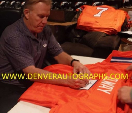 John Elway Autographed/Signed Denver Broncos Size XL Orange Jersey JSA 11185