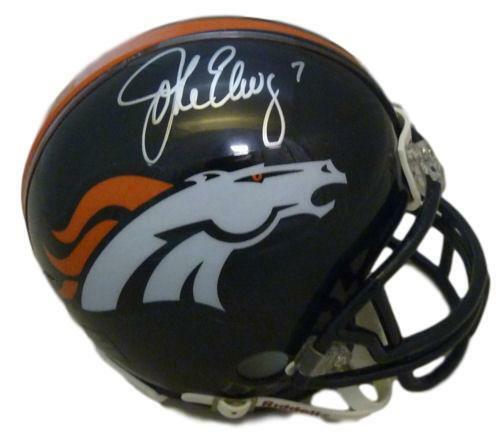 John Elway Autographed/Signed Denver Broncos Current Mini Helmet JSA 11187
