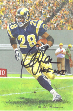 Marshall Faulk Autographed St Louis Rams Goal Line Art Black HOF 20XI 11231