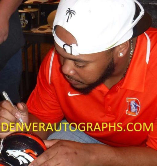 Max Garcia Autographed/Signed Denver Broncos Mini Helmet SB Champs 11351