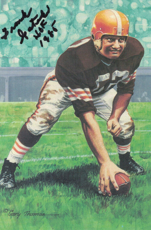 Frank Gatski Autographed Cleveland Browns Goal Line Art Card Black HOF 11362