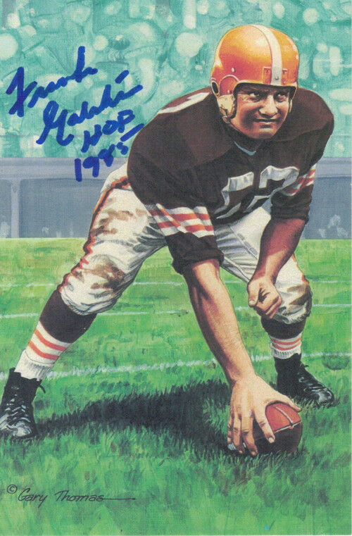 Frank Gatski Autographed Cleveland Browns Goal Line Art Card Blue HOF 11363