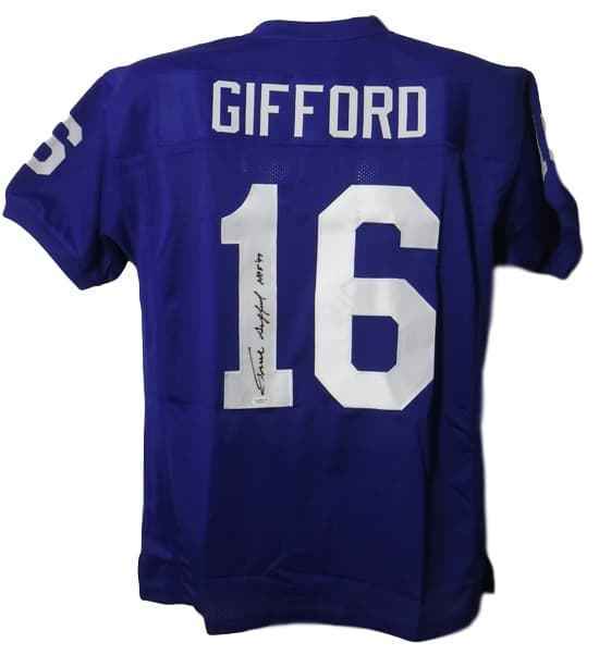Frank Gifford Autographed/Signed New York Giants Blue XL Jersey JSA 11390