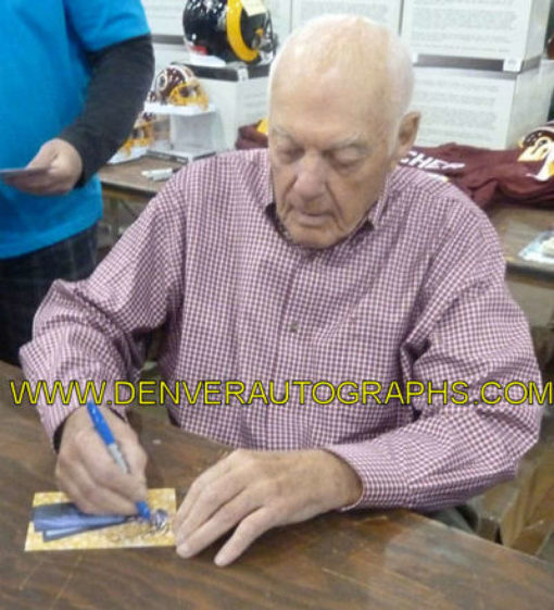 Bud Grant Autographed/Signed Minnesota Vikings Goal Line Art HOF 94 Blue 11443