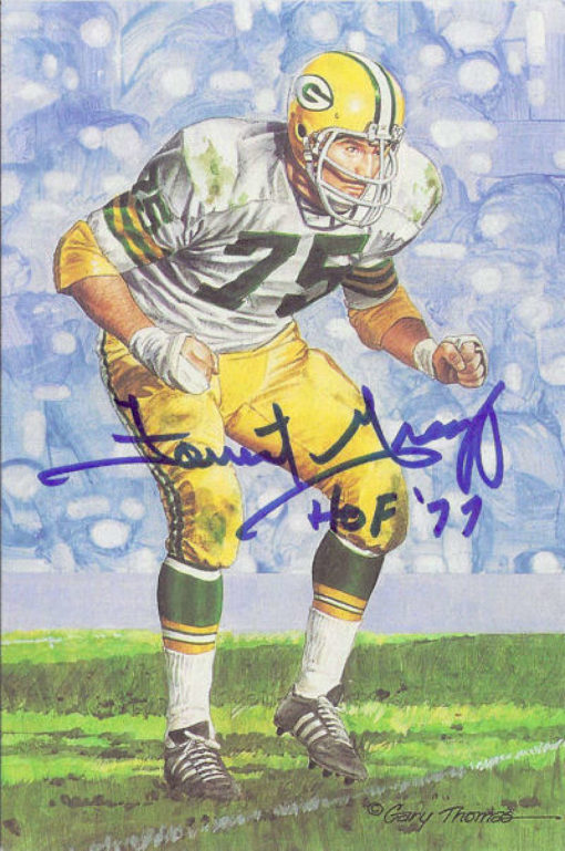 Forrest Gregg Autographed Green Bay Packers Goal Line Art Card Blue HOF 11474