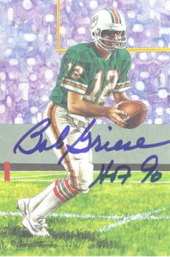 Bob Griese Autographed Miami Dolphins Goal Line Art Card Blue HOF 11484