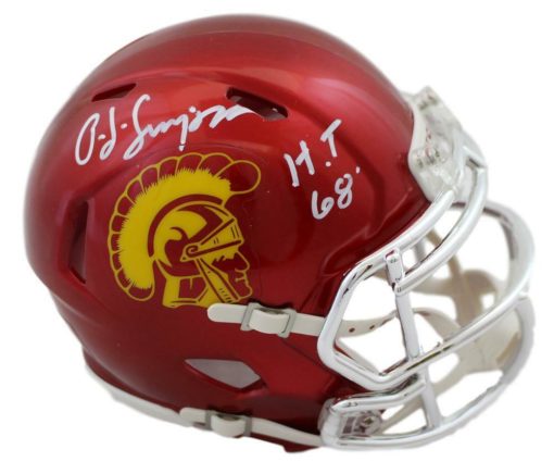 OJ Simpson Autographed/Signed USC Trojans Chrome Mini Helmet Heisman JSA 11492