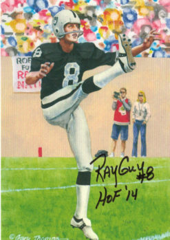 Ray Guy Autographed Oakland Raiders Goal Line Art Card Black HOF 14 11519