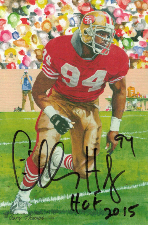Charles Haley Autographed San Francisco 49ers Goal Line Art Card HOF Black 11526
