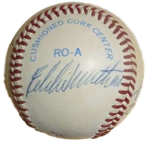 Hall Of Fame Baseball Autographed OAL Baseball (Spahn, Feller +6) JSA 11529