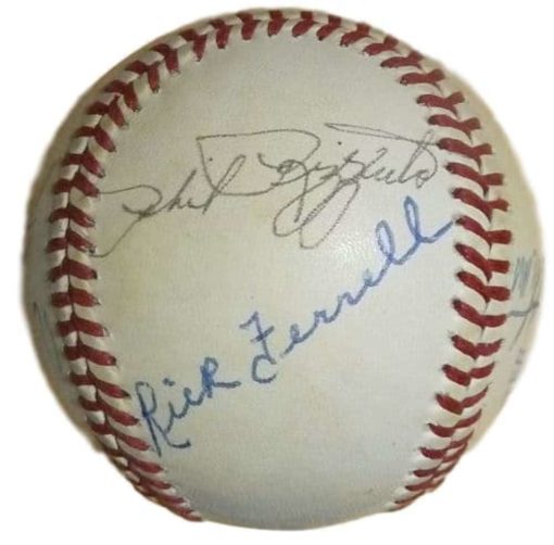 Hall Of Fame Baseball Autographed OAL Baseball (Spahn, Feller +6) JSA 11529