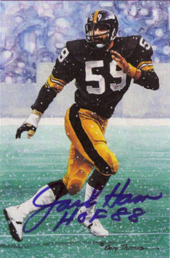 Jack Ham Autographed Pittsburgh Steelers Goal Line Art In Blue Card HOF 11536