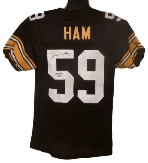 Jack Ham Autographed/Signed Pittsburgh Steelers Black XL Jersey HOF 11539