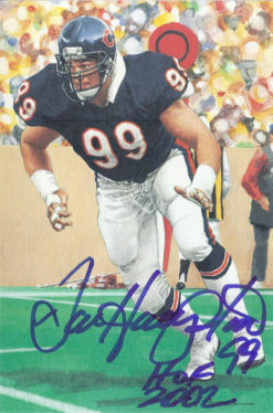 Dan Hampton Autographed Chicago Bears Goal Line Art Card Blue HOF 11547