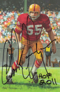 Chris Hanburger Signed Washington Redskins Goal Line Art Black HOF 11552