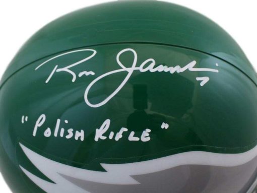 Ron Jaworski Signed Philadelphia Eagles Replica Helmet Polish Rifle BAS 11580