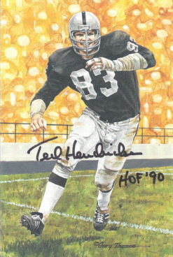 Ted Hendricks Autographed Oakland Raiders Goal Line Art Black HOF 11614