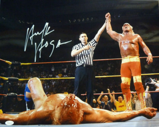 Hulk Hogan Autographed/Signed WWE 16x20 Photo Rick Flair JSA 11640