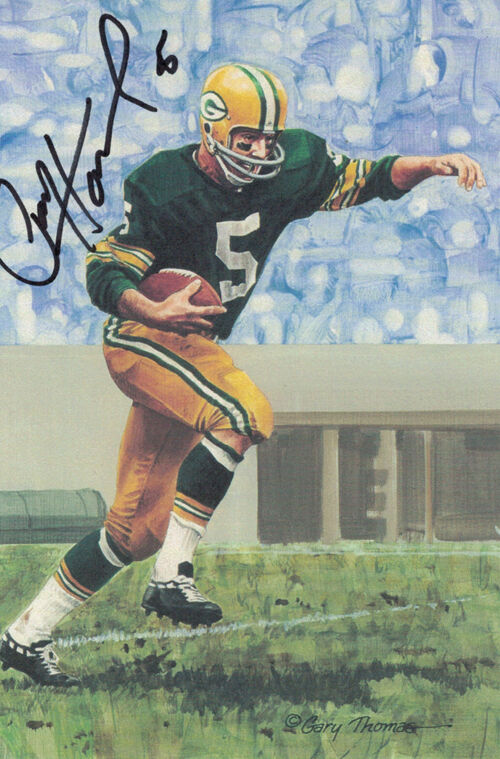 Paul Hornung Autographed Green Bay Packers Goal Line Art Black N/O 11665