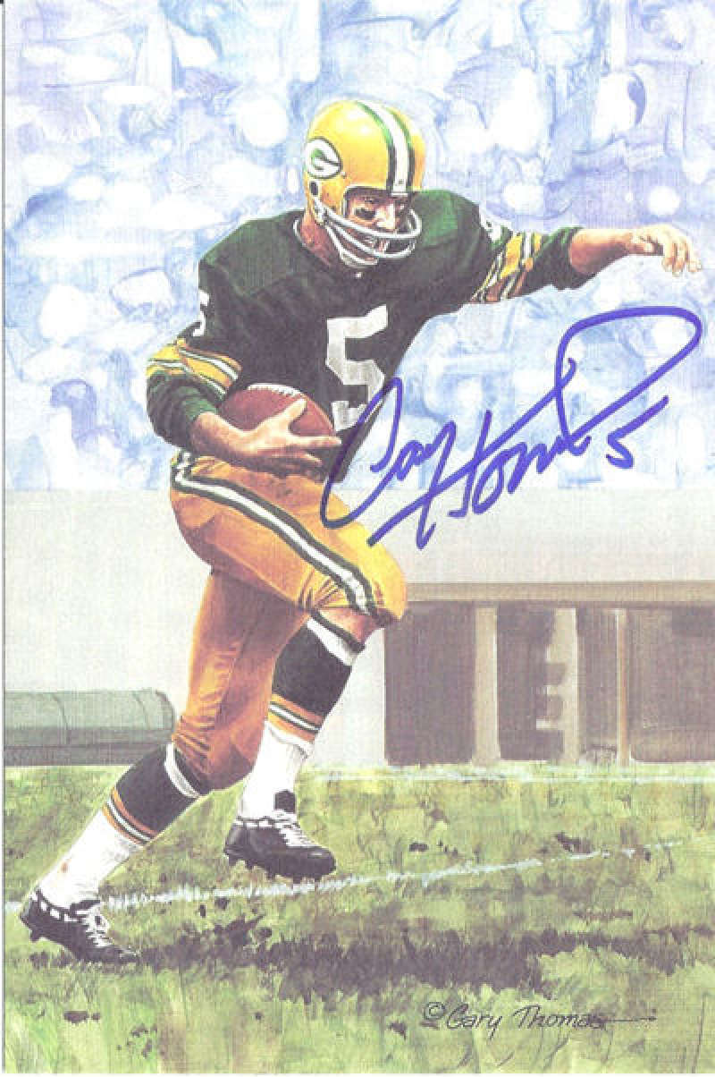 Paul Hornung Autographed/Signed Goal Line Art in Blue Green Bay Packers 11666