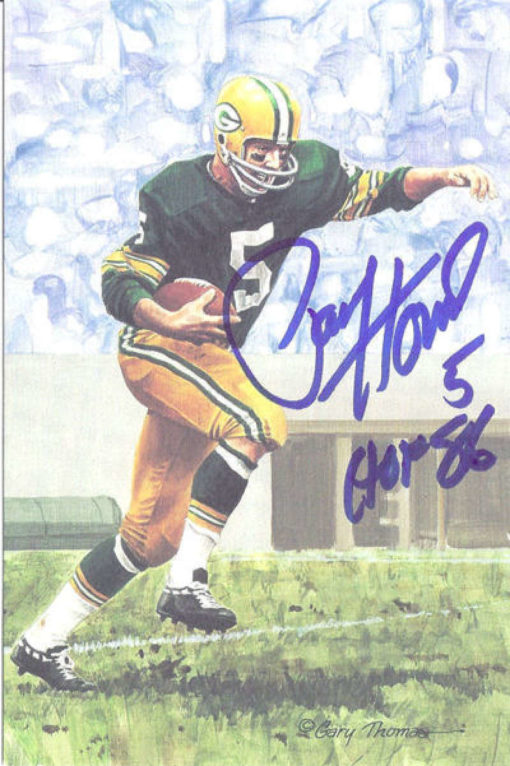 Paul Hornung Autographed Green Bay Packers Goal Line Art Card Blue HOF 11668