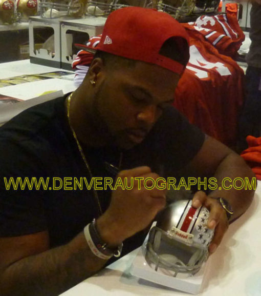 Carlos Hyde Autographed/Signed Ohio State Buckeyes Mini Helmet JSA 11736